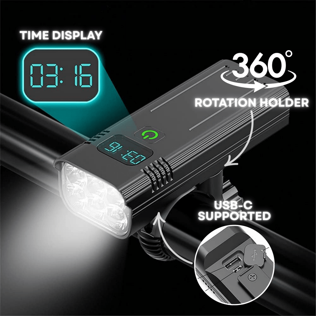 5000 Lumen Bike Light with 12 LEDs & USB-C Rechargeable Battery