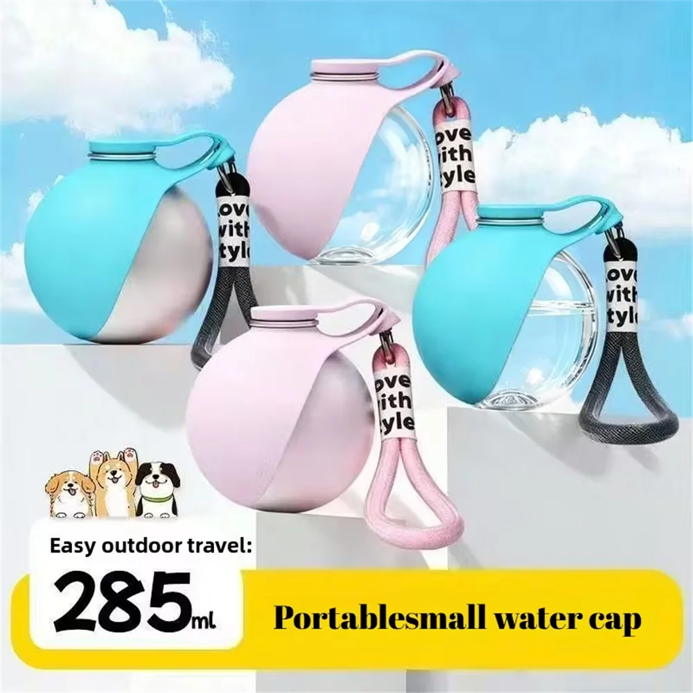 Upgraded 2In1 Portable Water Bottle with Collapsible Dog Bowl,Leakproof Round Travel Cup with Lanyard And Hook,Dog Water Bottle
