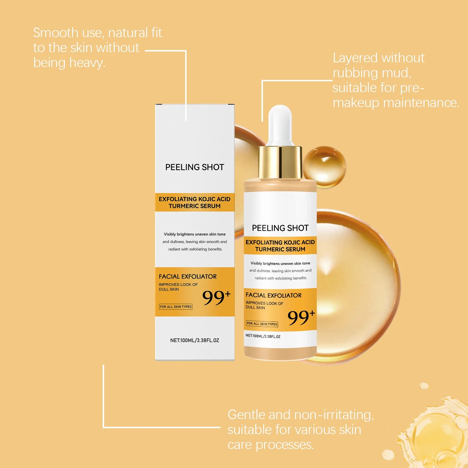 Kojic Acid Turmeric Spray and Serum Keratin Care Exfoliating Peeling Solution Nourishing Hydrating Skin Care Firmness