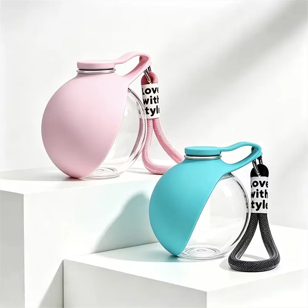 Upgraded 2In1 Portable Water Bottle with Collapsible Dog Bowl,Leakproof Round Travel Cup with Lanyard And Hook,Dog Water Bottle