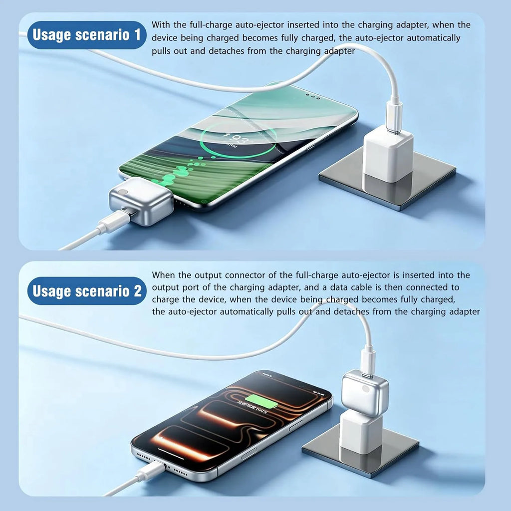 Smart Auto Unplug Charger Mechanical Ejector with True Physical Disconnection Fully Automatic Separation upon Charging Completio