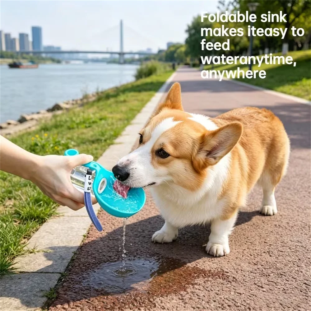 Upgraded 2In1 Portable Water Bottle with Collapsible Dog Bowl,Leakproof Round Travel Cup with Lanyard And Hook,Dog Water Bottle