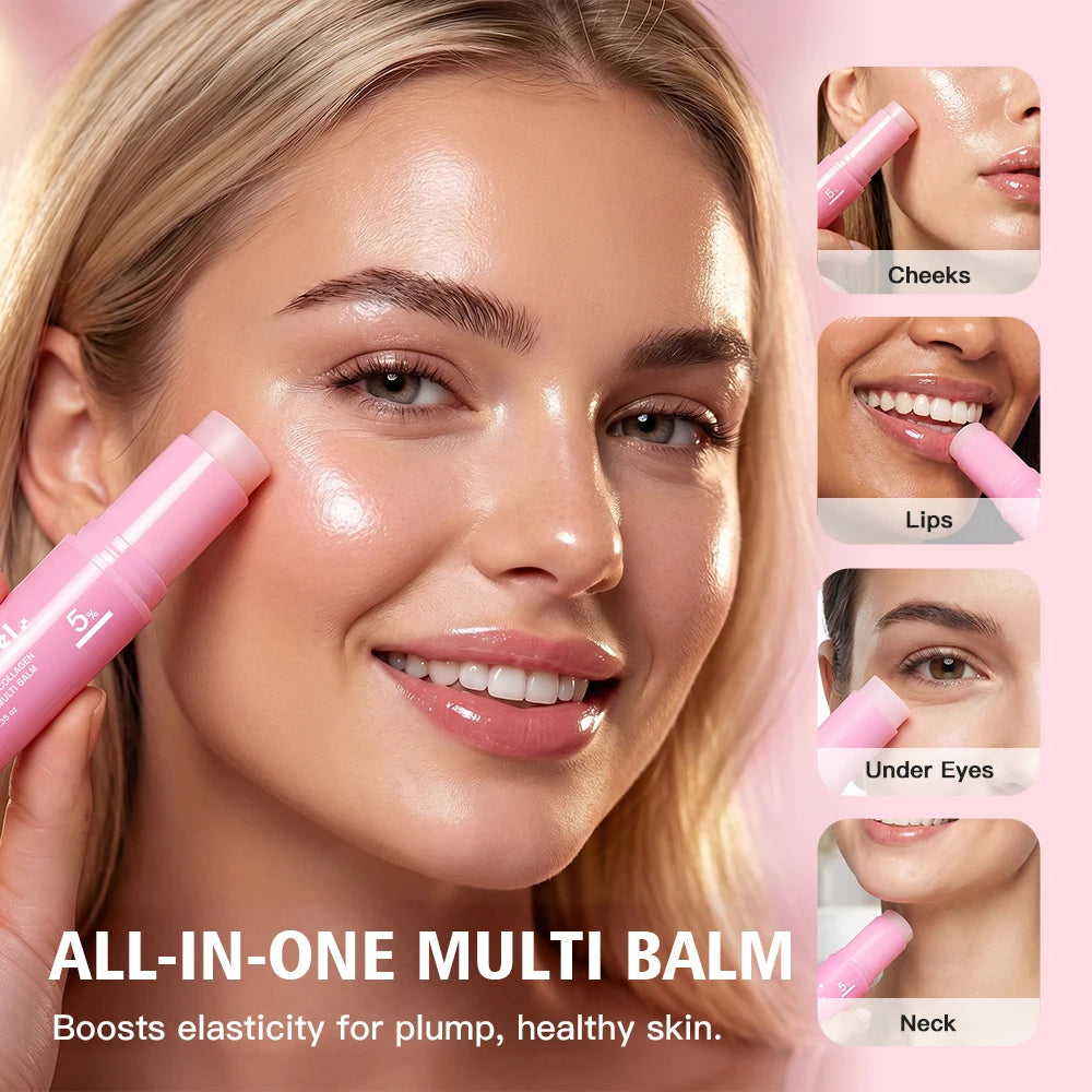 PDRN Pink Collagen Multi Volume Balm Stick Anti Aging Firming Anti Wrinkle For Eye Neck Forehead Smile Lines