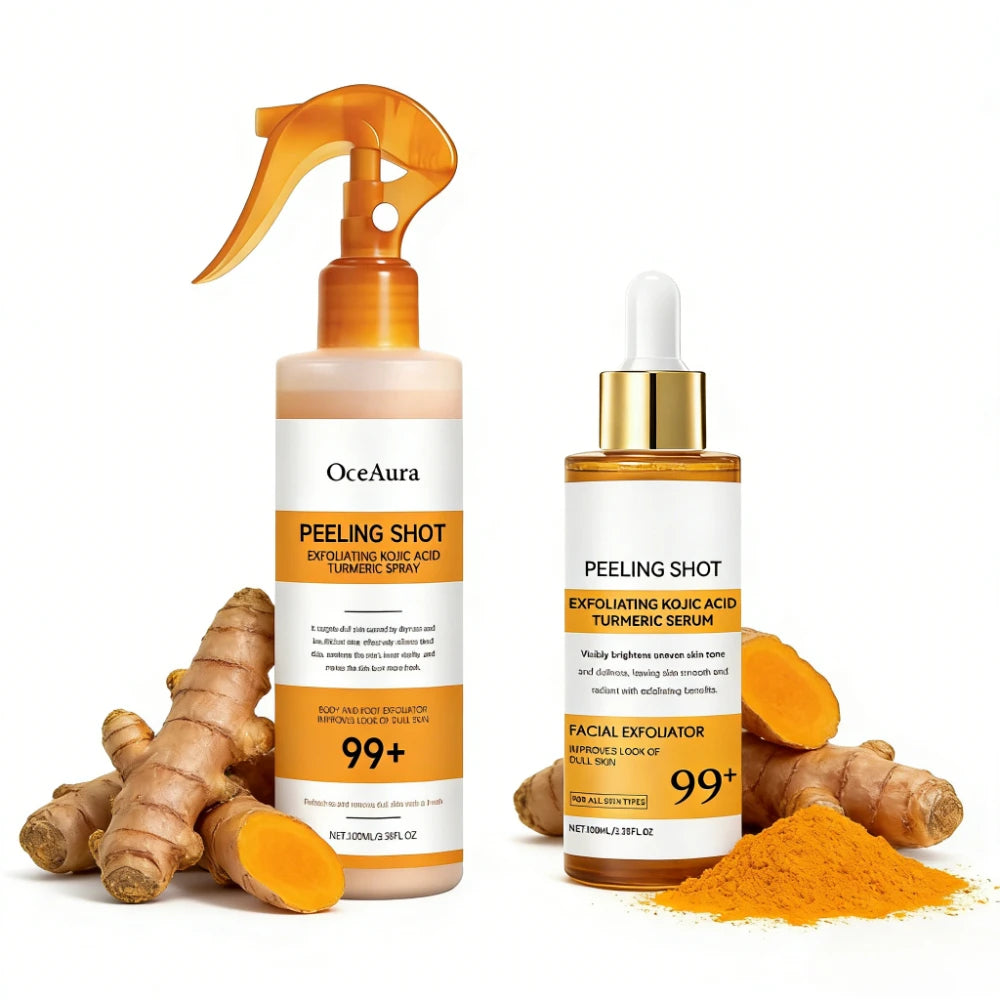 Kojic Acid Turmeric Spray and Serum Keratin Care Exfoliating Peeling Solution Nourishing Hydrating Skin Care Firmness