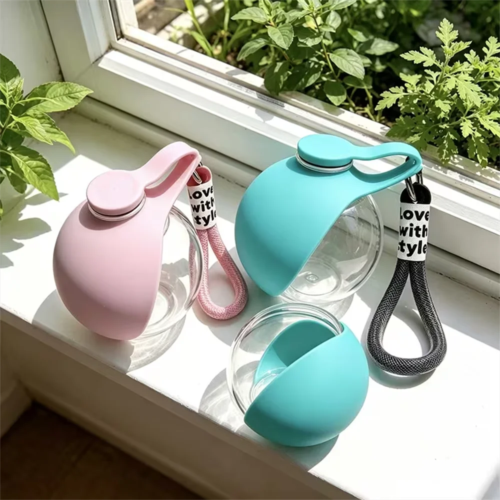Upgraded 2In1 Portable Water Bottle with Collapsible Dog Bowl,Leakproof Round Travel Cup with Lanyard And Hook,Dog Water Bottle