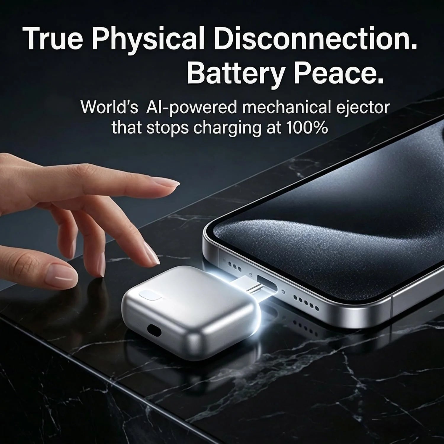 Smart Auto Unplug Charger Mechanical Ejector with True Physical Disconnection Fully Automatic Separation upon Charging Completio