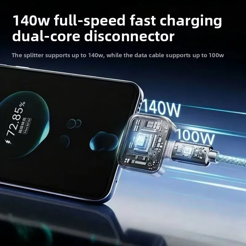 Charge fast, charge safe. This 140W Type-C adapter automatically cuts power the moment your device hits 100% — protecting your battery and giving you peace of mind for overnight charging.