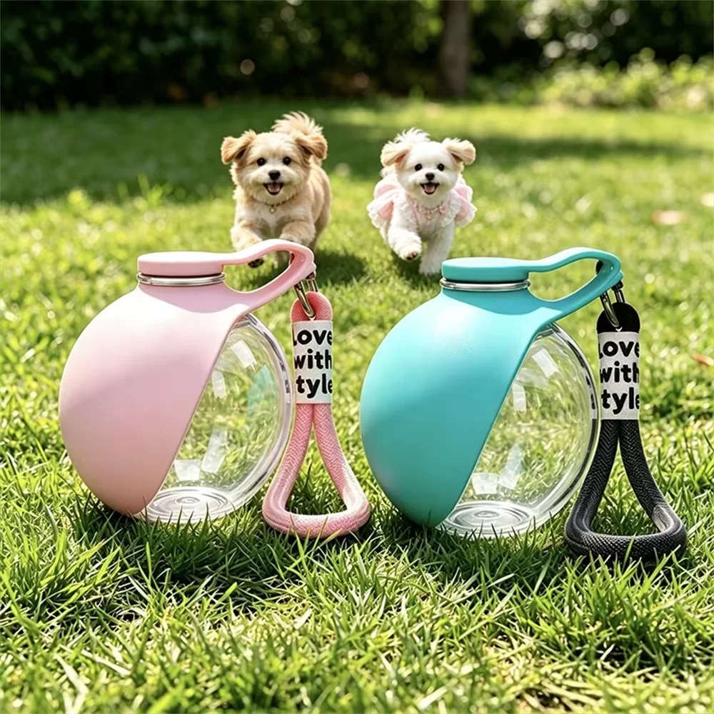 Upgraded 2In1 Portable Water Bottle with Collapsible Dog Bowl,Leakproof Round Travel Cup with Lanyard And Hook,Dog Water Bottle