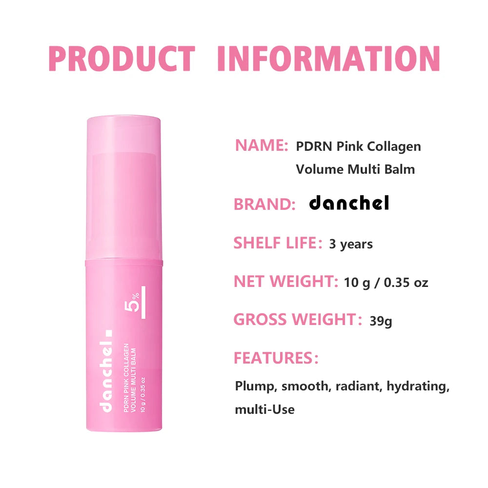 PDRN Pink Collagen Multi Volume Balm Stick Anti Aging Firming Anti Wrinkle For Eye Neck Forehead Smile Lines
