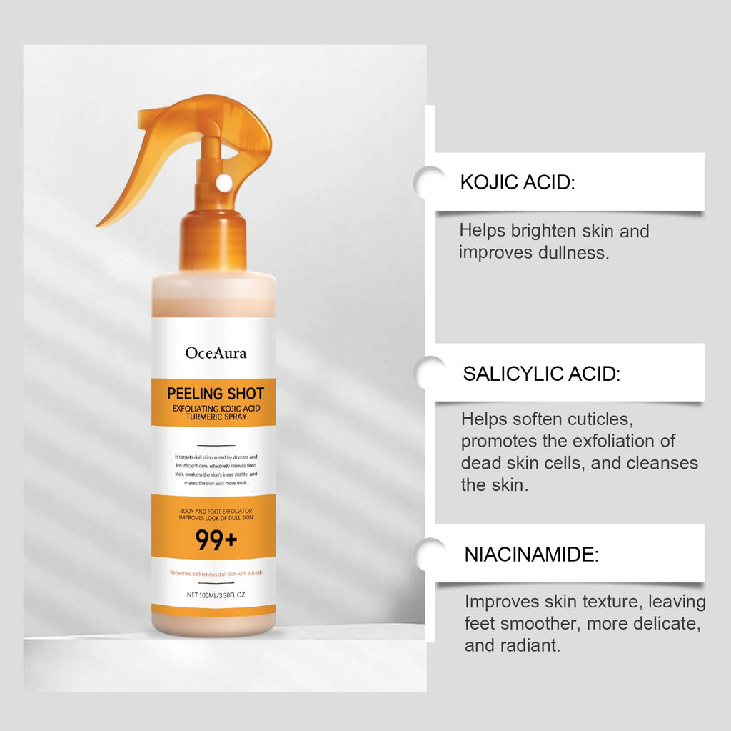 Kojic Acid Turmeric Spray and Serum Keratin Care Exfoliating Peeling Solution Nourishing Hydrating Skin Care Firmness