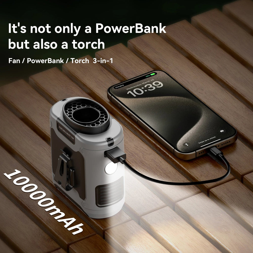 10000mAh Outdoor Portable Waist Fan