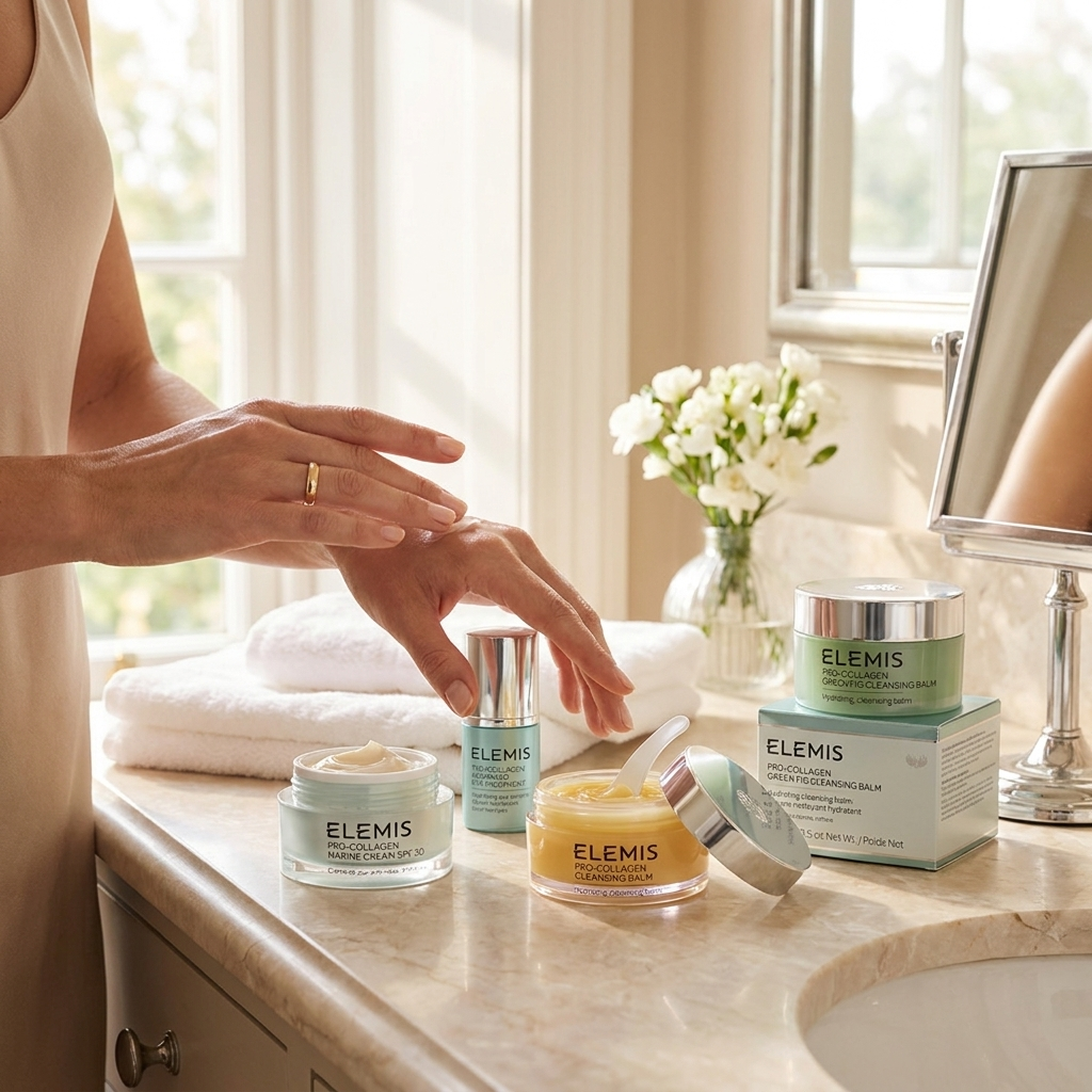 ELEMIS Pro-Collagen Skincare Set in use