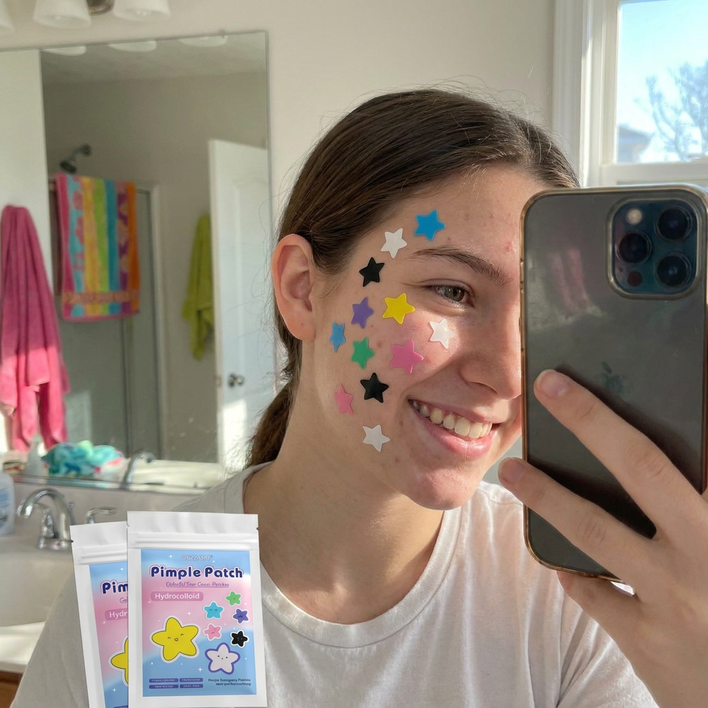 Seven-Color Star Pimple Patches in use