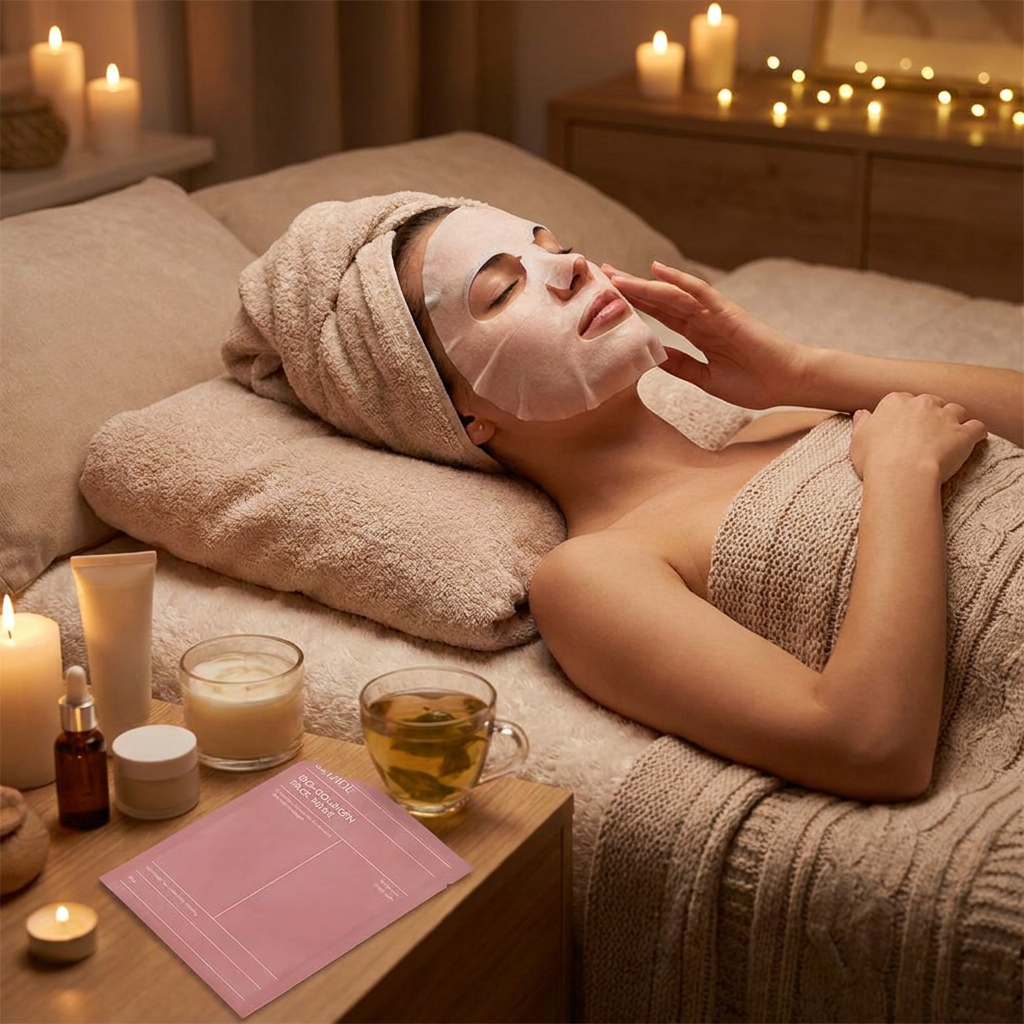 Bio Collagen Face Mask in use